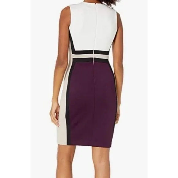 Calvin Klein White and Purple Colorblock Dress - Picture 3 of 4